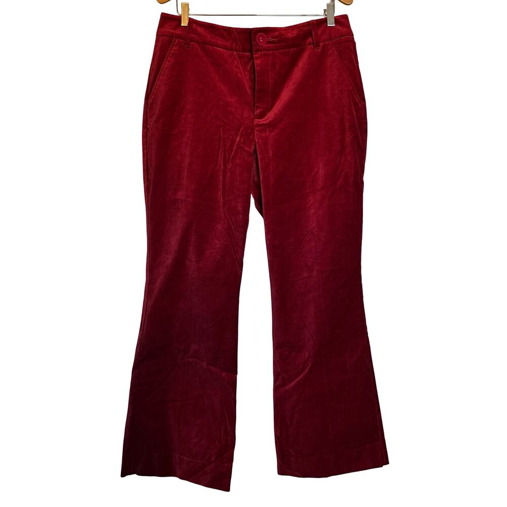 Cabi Ford Trouser Red Velvet Pants #4625 Holiday Party Vampy Office Size 12